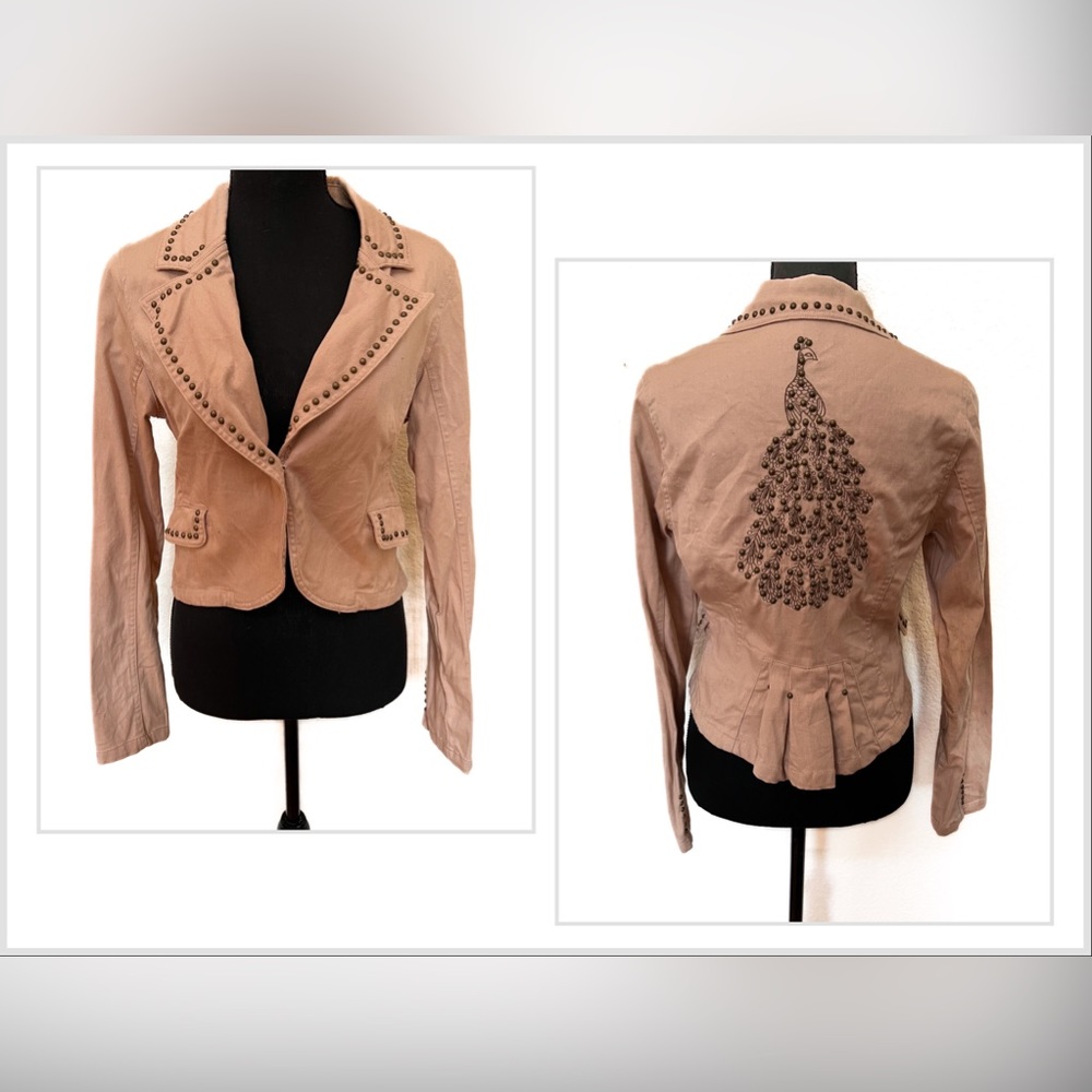 La Belle jacket with beaded peacock. Size junior 7. (see measurements)